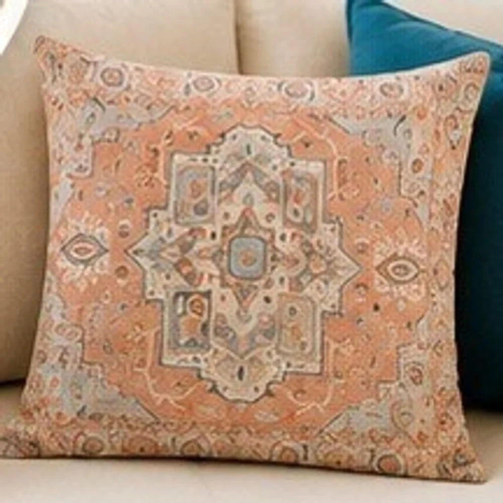 Medallion Throw Pillow Covers (2) Neutral Textured‎ Boho Decorative Pillows